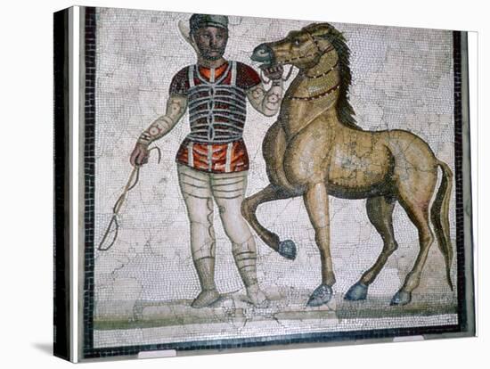 Roman mosaic of a charioteer with horse. Artist: Unknown-Unknown-Premier Image Canvas