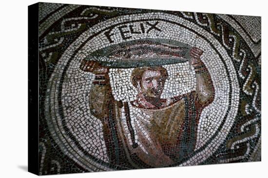 Roman mosaic of a man carrying fish-Unknown-Premier Image Canvas