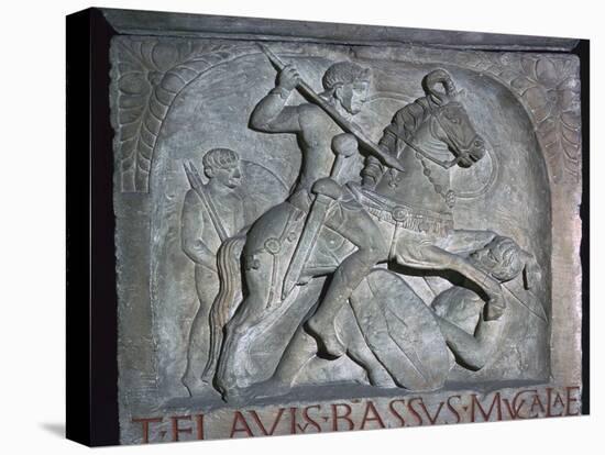 Roman relief of a Roman cavalry officer riding down a barbarian, 5th century. Artist: Unknown-Unknown-Premier Image Canvas
