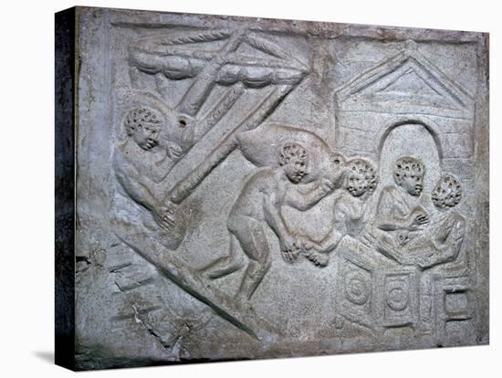 Roman relief of a ship unloading amphorae. Artist: Unknown-Unknown-Premier Image Canvas