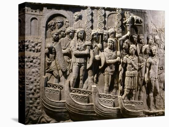 Roman Troops Embarking on Ships, Relief from Copy of Trajan's Column-null-Premier Image Canvas