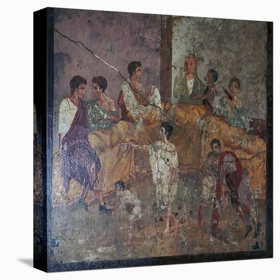 Roman wall-painting of a dinner party. Artist: Unknown-Unknown-Premier Image Canvas