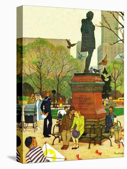 "Romance Under Shakespeare's Statue," April 28, 1945-Mead Schaeffer-Premier Image Canvas