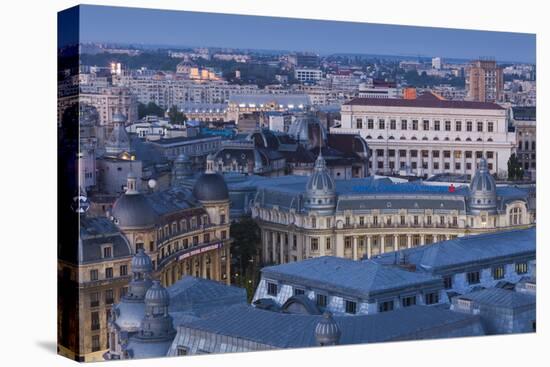 Romania, Bucharest, Lipscani, Old Town, Elevated View, Dawn-Walter Bibikow-Premier Image Canvas
