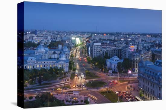 Romania, Bucharest, Piata Universitatii, Coltea Hospital at Dusk-Walter Bibikow-Premier Image Canvas