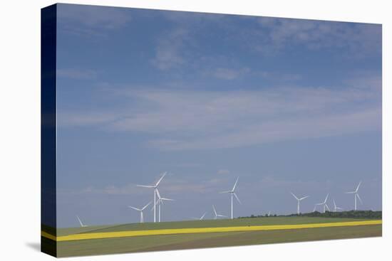 Romania, Danube River Delta, Bestepe, Farm Fields and Windmills-Walter Bibikow-Premier Image Canvas