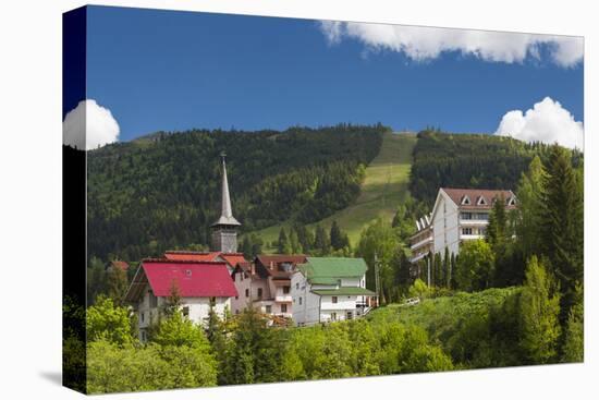 Romania, Maramures, Statiunea Borsa, Ski Resort, Spring, Village View-Walter Bibikow-Premier Image Canvas