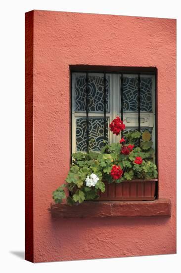 Romania, Sighisoara, residential window in old town. Flowers in window.-Emily Wilson-Premier Image Canvas