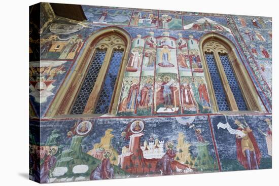 Romania, Sucevita, Sucevita Monastery, Exterior Religious Frescoes-Walter Bibikow-Premier Image Canvas