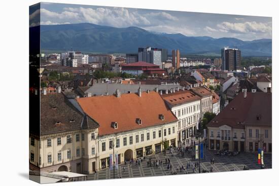 Romania, Transylvania, Sibiu, Piata Mare Square, Elevated View-Walter Bibikow-Premier Image Canvas