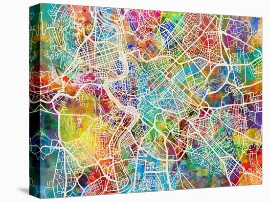 Rome Italy Street Map-Michael Tompsett-Stretched Canvas