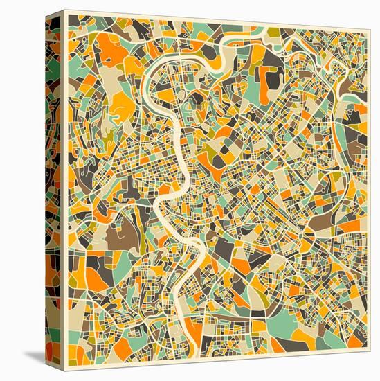 Rome Map-Jazzberry Blue-Stretched Canvas