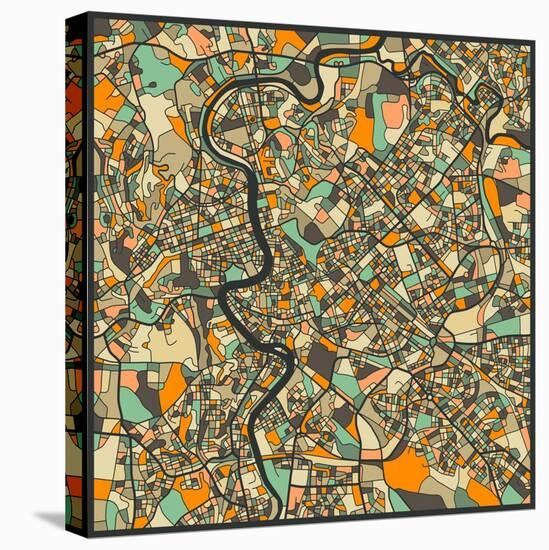 Rome Map-Jazzberry Blue-Stretched Canvas