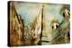 Rome - Spanish Steps - Artistic Collage in Painting Style-Maugli-l-Stretched Canvas