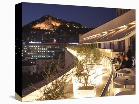 Rooftop Terrace Bar at the Athens Hilton with Lykavittos Hill Illuminated at Night, Athens, Greece,-Martin Child-Premier Image Canvas