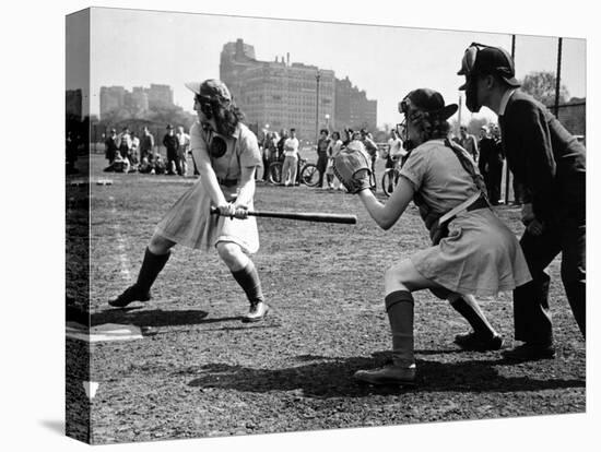 Rookie Outfielder from Racine Preparing to Sock One on the Nose-Wallace Kirkland-Premier Image Canvas