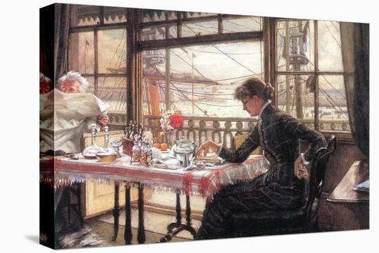 Room with a Glance From The Port-James Tissot-Stretched Canvas