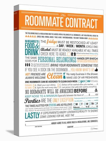 Roommate Contract-JJ Brando-Stretched Canvas