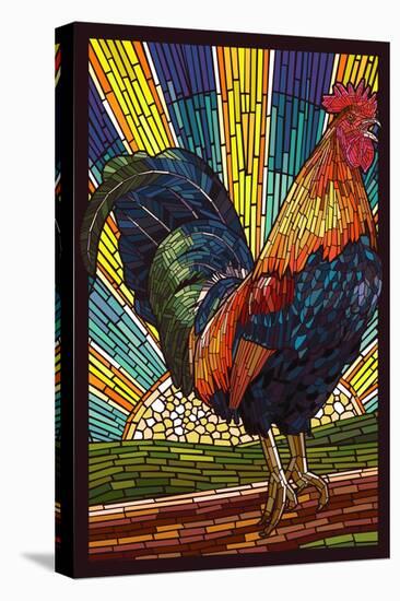 Rooster - Paper Mosaic-Lantern Press-Stretched Canvas