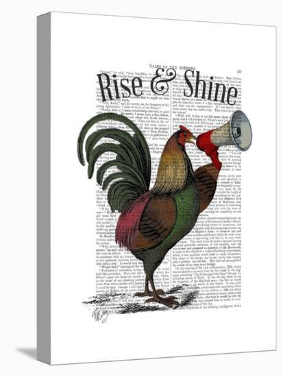 Rooster with Loudhailer-Fab Funky-Stretched Canvas