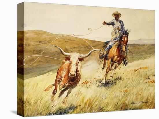Roping A Steer, (Watercolour and Gouache on Paper)-Edward Borein-Premier Image Canvas