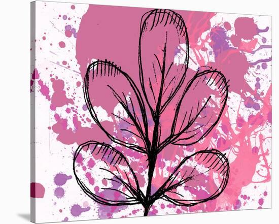 Rose Abstract Brush Splash Leaves-Irena Orlov-Stretched Canvas