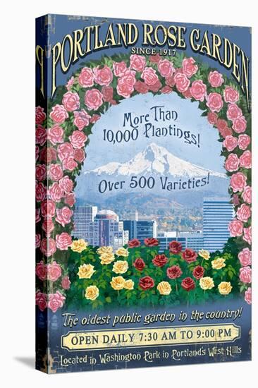 Rose Garden - Portland, Oregon-Lantern Press-Stretched Canvas
