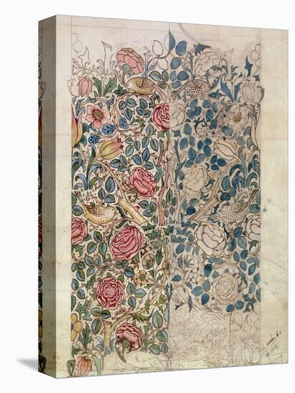 Rose' Wallpaper Design (Pencil and W/C on Paper)-William Morris-Premier Image Canvas