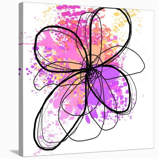 Rose Yellow Abstract Brush Splash Flower II-Irena Orlov-Stretched Canvas