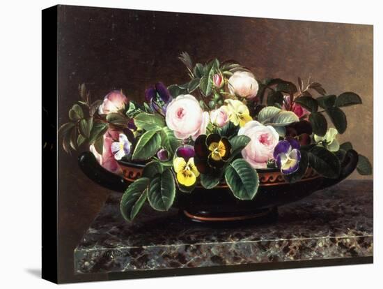 Roses and Pansies in a Greek Kylix-Johan Laurentz Jensen-Premier Image Canvas