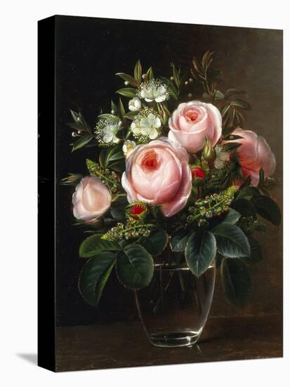 Roses and Tree Anemone in a Glass Vase-Johan Laurentz Jensen-Premier Image Canvas