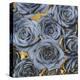 Roses - Blue on Gold-Kate Bennett-Stretched Canvas