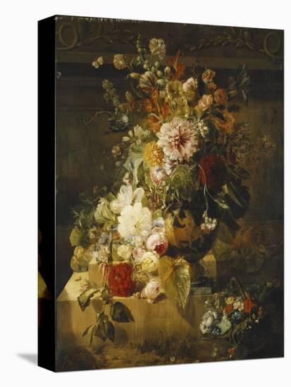 Roses, Convolvuli, Carnations, Hollyhocks, Peonies, Lilac and Other Flowers in a Vase-Georgius Jacobus Os-Premier Image Canvas