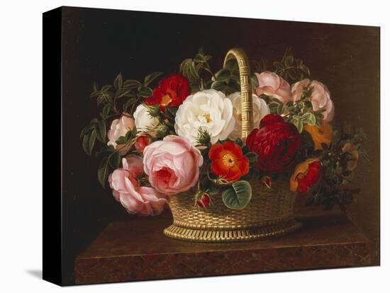 Roses in a Basket on a Ledge, 1838-Johan Laurentz Jensen-Premier Image Canvas