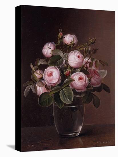 Roses in a Glass Vase, 1842-Johan Laurents Jensen-Premier Image Canvas