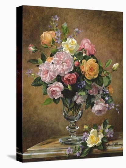 Roses in a glass vase-Albert Williams-Premier Image Canvas