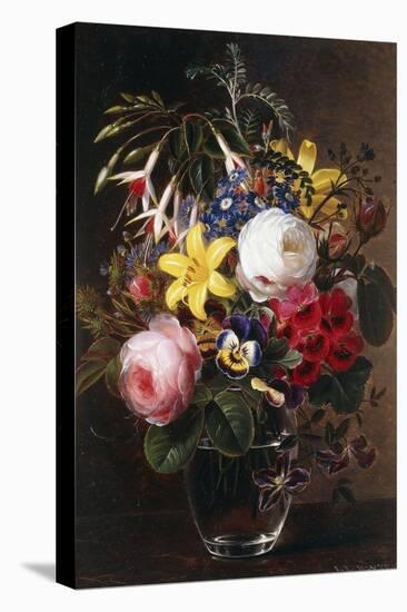 Roses, Lilies, Pansies and Other Flowers in a Vase-Johan Laurents Jensen-Premier Image Canvas