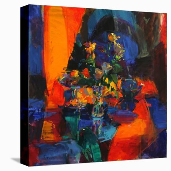 Roses on a Blue Ground-Peter Graham-Premier Image Canvas