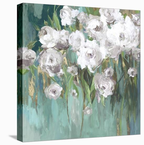 Roses on Teal III-Asia Jensen-Stretched Canvas