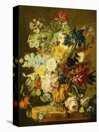 Roses, Peonies, Tulips, Morning Glory, an Iris, Columbine, a Poppy, Jonquils and Other Flowers in…-Jan van Huysum-Premier Image Canvas