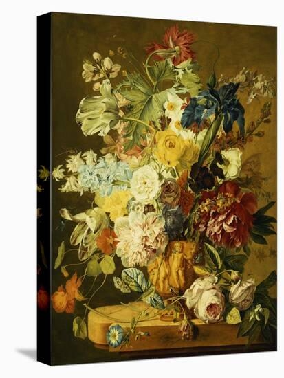 Roses, Peonies, Tulips, Morning Glory, an Iris, Columbine, a Poppy, Jonquils and Other Flowers in…-Jan van Huysum-Premier Image Canvas