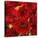 Roses - Red on Gold-Kate Bennett-Stretched Canvas