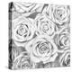 Roses - White on Silver-Kate Bennett-Stretched Canvas