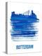 Rotterdam Skyline Brush Stroke - Blue-NaxArt-Stretched Canvas