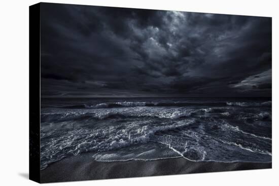 Rough Seaside Against Stormy Clouds, Hersonissos, Crete, Greece-null-Premier Image Canvas