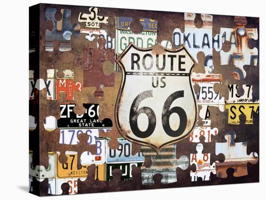 Route 66 Puzzle-Sheldon Lewis-Stretched Canvas
