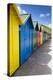 Row of Colourful Beach Huts and their Shadows with Green Hill Backdrop-Eleanor Scriven-Premier Image Canvas