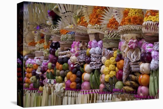 Row of Offerings at Pura Samuan Tiga Temple, Bedulu, Bali, Indonesia-Jaynes Gallery-Premier Image Canvas