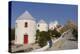 Row of Old Windmills on Pitiki Hill Below Panteli Castle, Greek Islands-Nick Upton-Premier Image Canvas