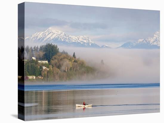 Rower with Fog Bank, Bainbridge Island, Washington, USA-Trish Drury-Premier Image Canvas